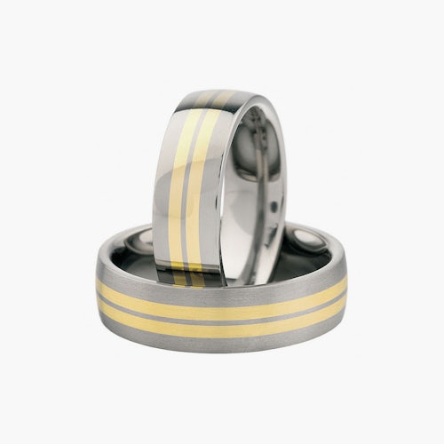 Obrączki ślubne: tytan, złoto, półokrągłe, 6,5 mm